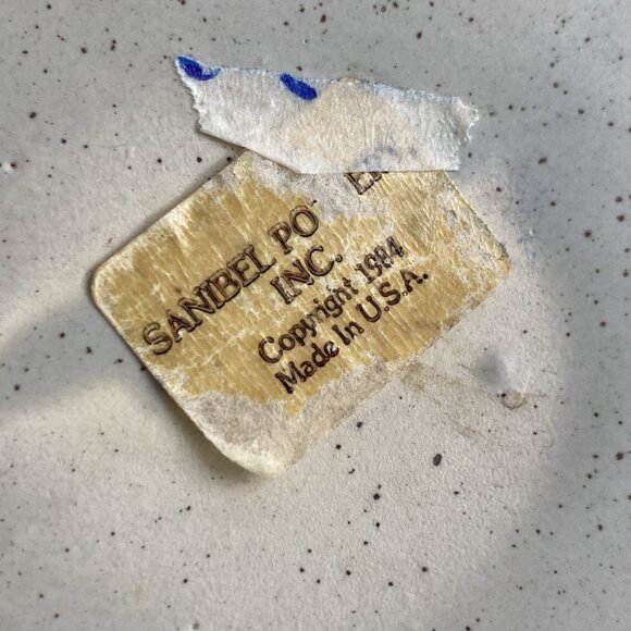 Vintage Sanibel Pottery Stoneware Vase Blue Seagulls and Sandpipers Made In USA - Picture 6 of 9